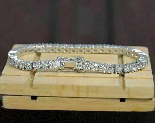 12.50 Ct Round Cut White Diamond Tennis Bracelet 925 Sterling Silver - Picture 4 of 8