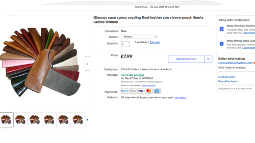 Leather Glasses case 314 SOLD specs reading sun pouch Soft vision sleeve UK - Picture 2 of 12