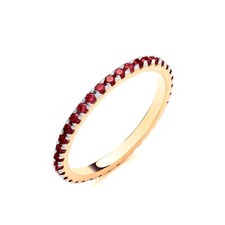 9ct Gold on Silver simulated Ruby Full Eternity Stacker Band Ring Size K-S