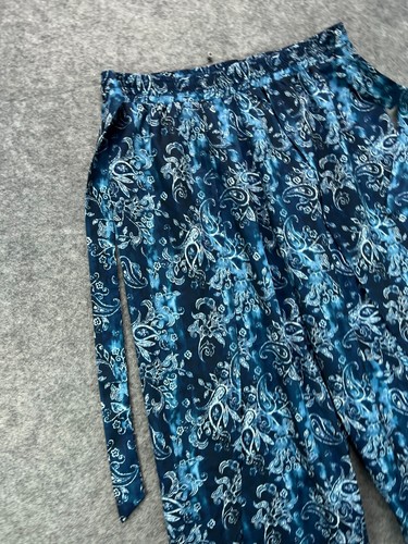 NWT Jessica Simpson Batik Swim Cover Pants Womens Medium Blue Floral Hi Split - Picture 2 of 9