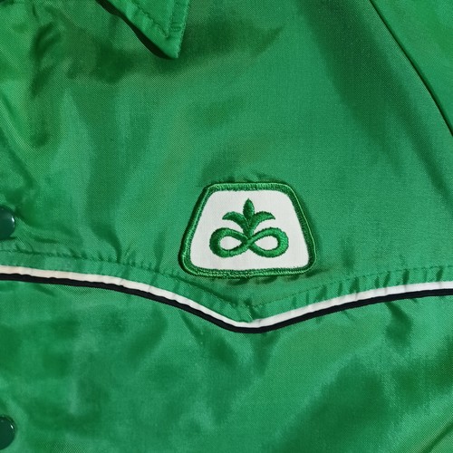 Vtg Pioneer Seed Upstream Premium Fleece Lined Windbreaker Snaps USA Made Green - Picture 2 of 8