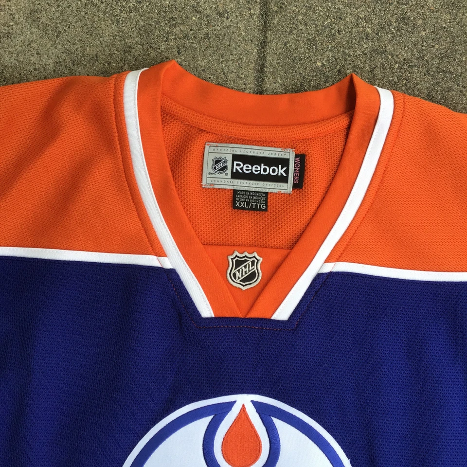 Camiseta Reebok Edmonton Jordan Eberle Oilers NHL azul hóquei feminina 2XL #14 - Imagem 3 de 4