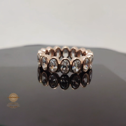 10K Solid Rose Gold Ring 4 Ct white Oval Cut CZ Stone Wedding Band For Women - Video 1 of 1