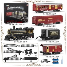 Juego de tren de juguete vintage con vagón de pasajeros