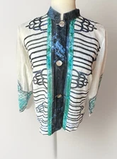 Citron Santa Monica Women’s Artsy Button Up Lightweight Semi-sheer Top Sz M