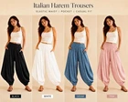Women Italian Harem Trouser Elastic Waist Pocket Casual High West Baggy Trouser