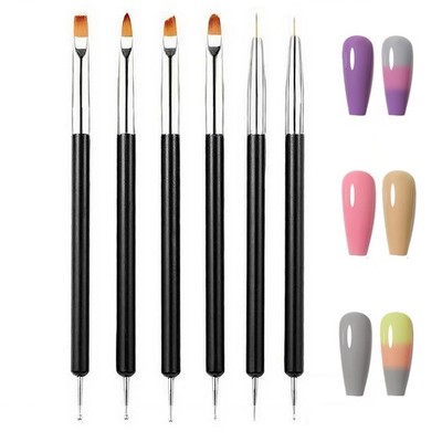 Kit de pinceles doble punta para uñas artísticas, para esmalte gel y delineador