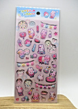 Japanese Kawaii Summer Festival Puffy Sticker Sheet Bunny Fireworks Matsuri Cute