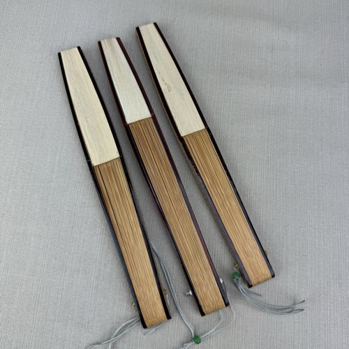 Lot of 3 Vintage Japanese Folding Hand Fans - Picture 4 of 13