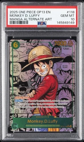 2025 ONE PIECE OP13-CARRYING ON HIS WILL #118 MONKEY D. LUFFY PSA 10