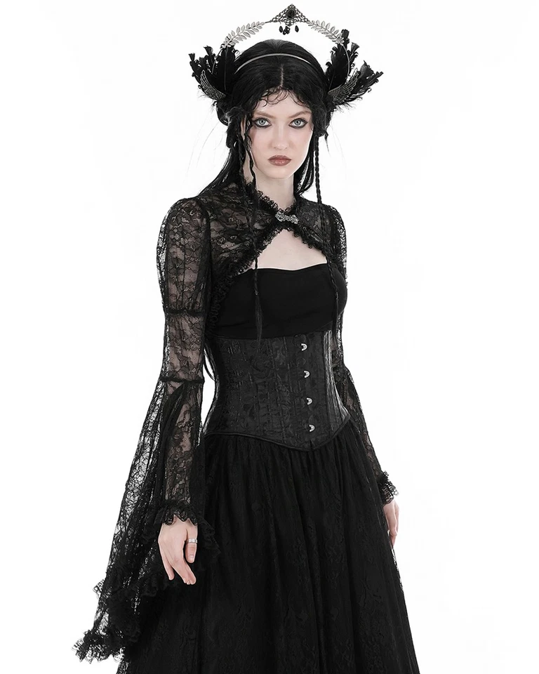 Dark In Love Womens Elegant Gothic Lace Bolero Shrug - Image 4 of 4