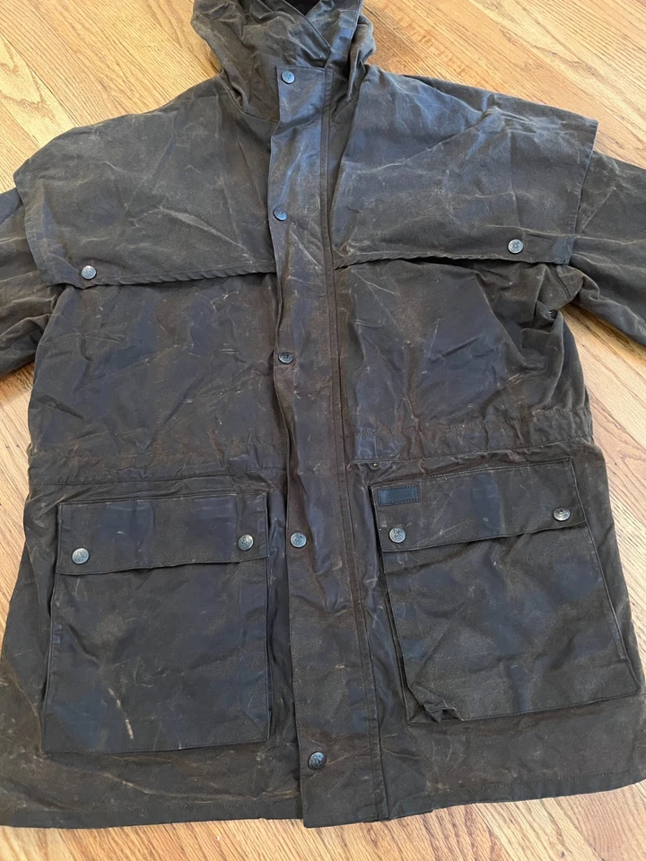 Outback Trading Co. Oilskin Jacket Sz Large Waterproof Brown Duster Coat Swagman - Image 4 of 4