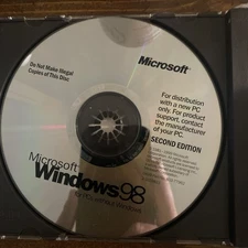 ⭐️⭐️⭐️⭐️⭐️ USED Vintage Microsoft Windows 98 For PCs Without Windows Disc Only 