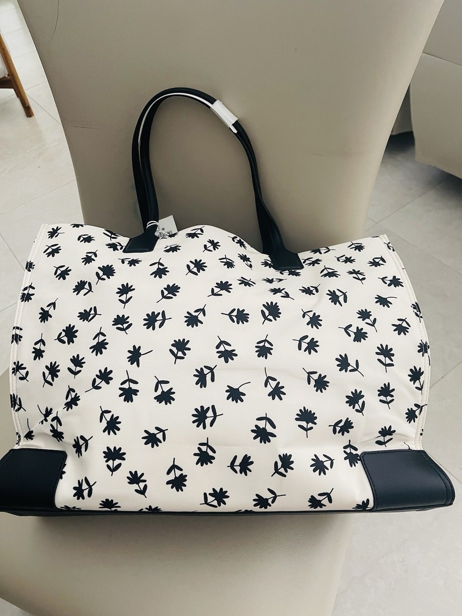 Tory Burch Nylon Ella Printed Floral TOTE ~NWT~ Black
