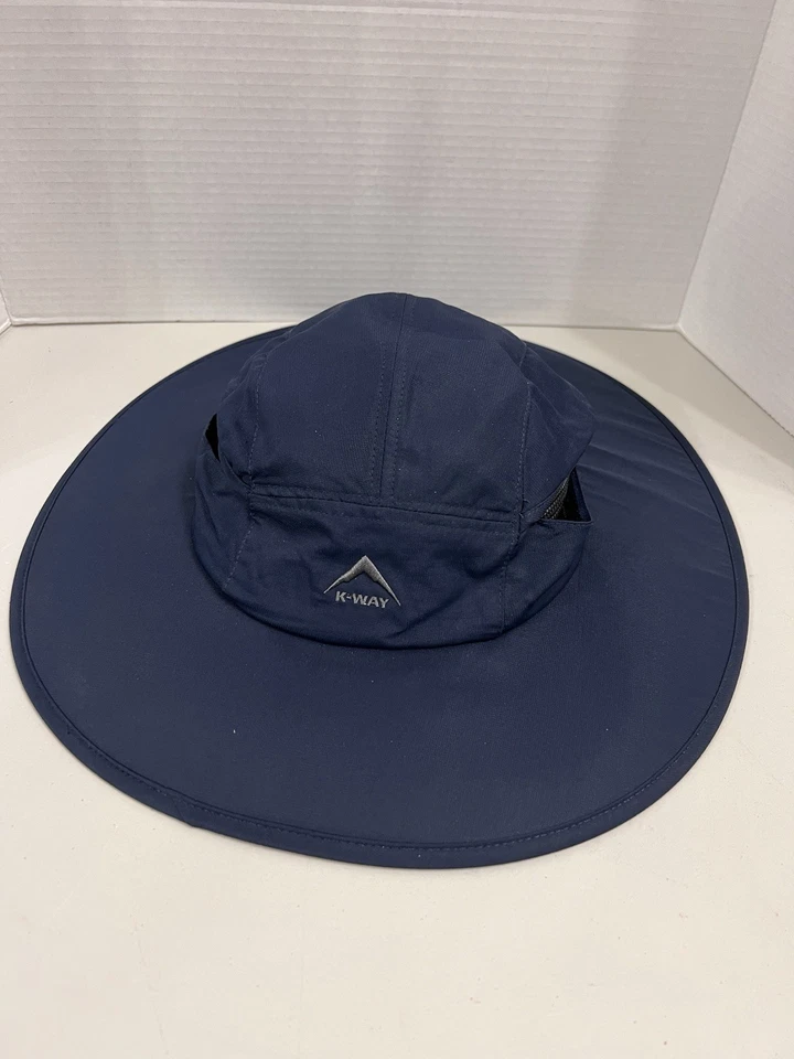 Cappello a secchiello floppy plateau K Way con tasselli in nylon, blu navy taglia unica - Immagine 2 di 4