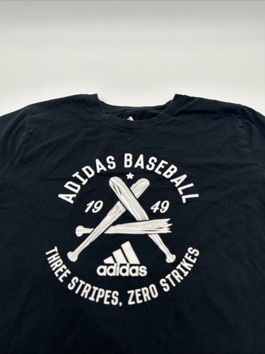 Adidas Baseball T-Shirt Youth Boy Large Graphic Print Logo Black ..#32033 - Picture 2 of 7