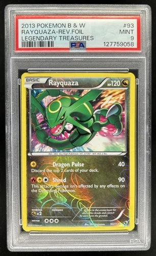 2013 Pokemon Black & White Legendary Treasures Rayquaza Reverse Holo #93 PSA 9