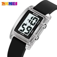 SKMEI Men Rectangle Watch Chronograph Shockproof Digital Sport Watch Boys Girls