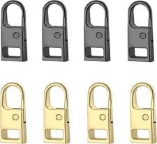 Upgraded 8 Pcs Zipper Pull Tabs Replacement for Jackets Boots Bags, Black Gold