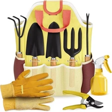 HBN Gardening Tool Set, 10 Pcs Heavy Duty Gardening Hand Tools Organizer Handbag