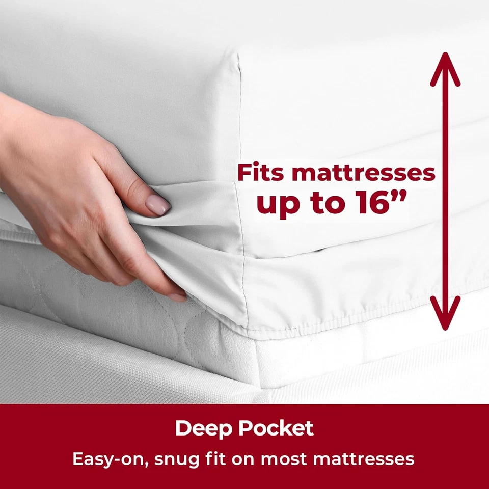 2200 Series 4 Piece Bed Sheet Set Hotel Luxury Ultra Soft Deep Pocket Bed Sheets - Image 4 of 4