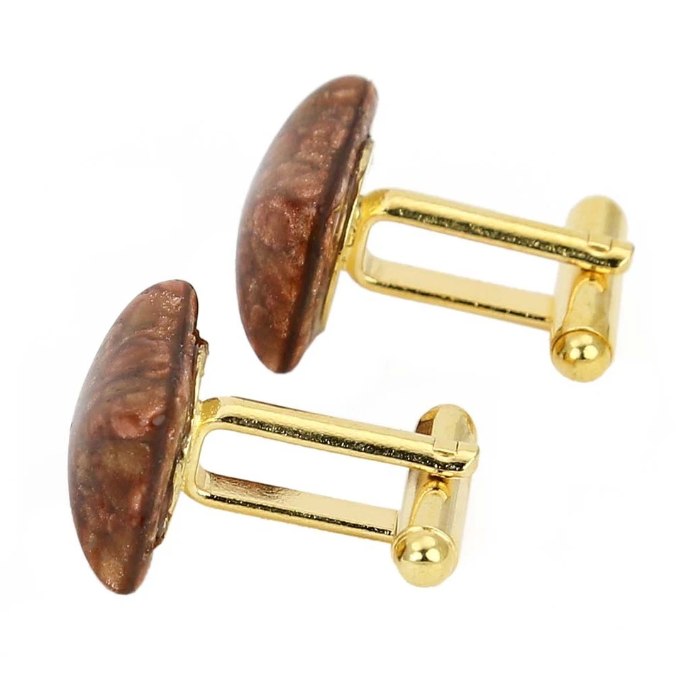 GlassOfVenice Murano Glass Avventurina Rectangular Cufflinks - Topaz - Image 2 of 3