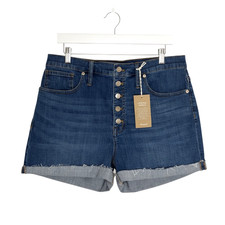 Madewell Button Fly High Rise Denim Shorts Jeans Blue 32 NWT