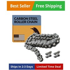 Roller Chain - 10 Feet  2 Free Connecting Links - Carbon Steel Chains for By...