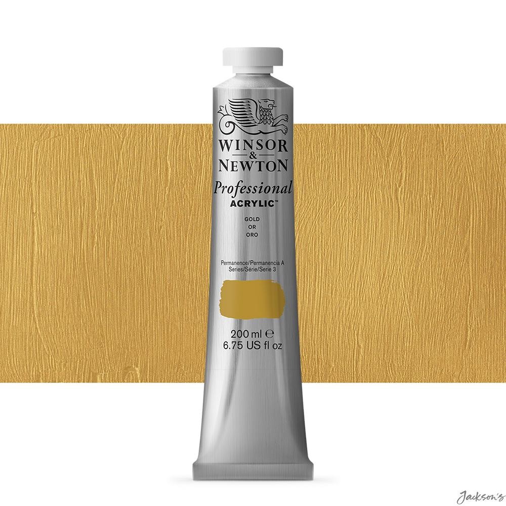 Winsor & Newton Professional Acrylic Paint Gold 200ml For Artists Painting