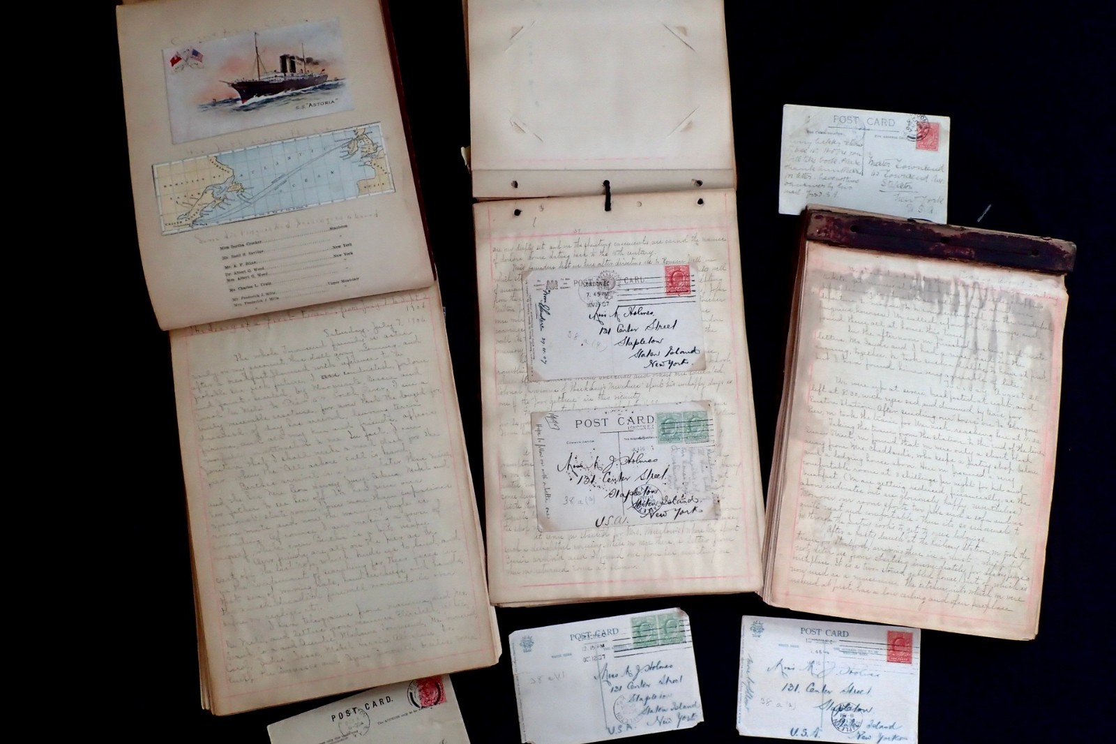 CIRCA 1906 HANDWRITTEN 3 DIARIES TRAVEL STEAMSHIP SS ASTORIA TO SCOTLAND UK RARE