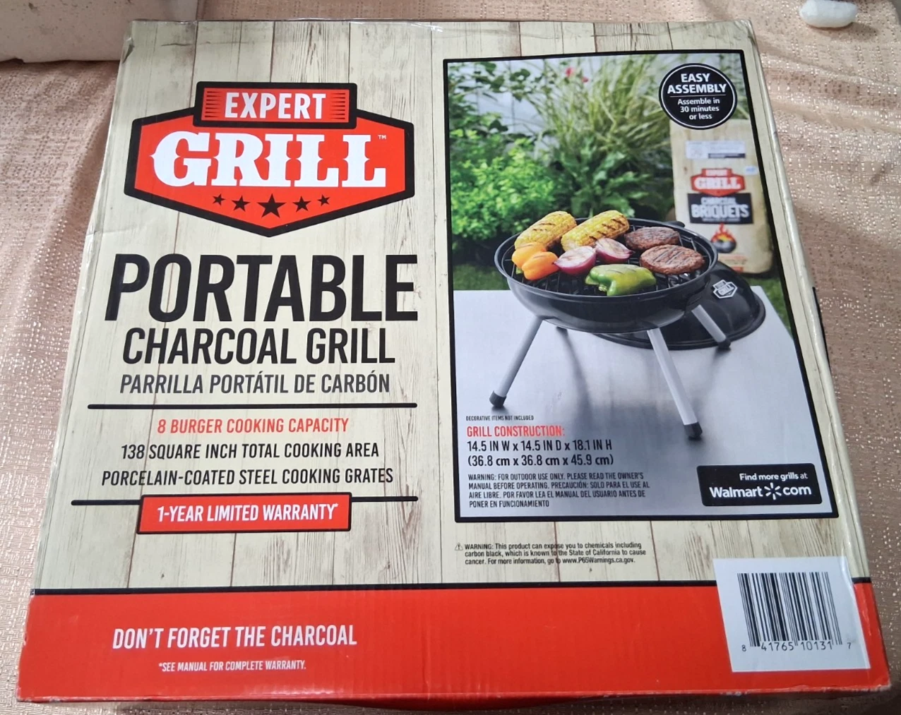 EXPERT GRILL PORTABLE CHARCOAL 8 Burger Capacity 138 Square Inch Cooking Area