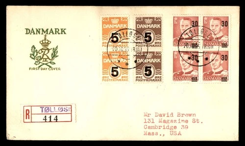 Mayfairstamps Denmark FDC 1955 King Frederik IX Revalued Reg Tollose First Day C