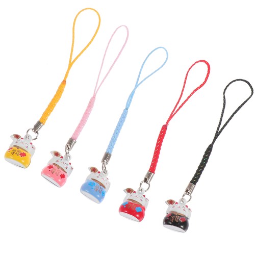 5 Pcs Fan Lucky Cat Pendant Miss Bell Keychain Charm Fortune Bag - 第 9/12 張圖片