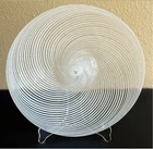 Vintage Mezza Filigrana Shallow Glass Bowl, Venini Murano 13.5" diameter