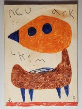 e9Art ACEO bird outsider art bru naive