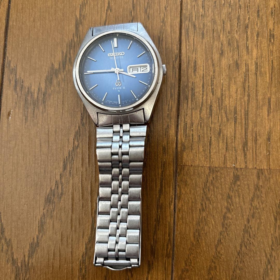 そうた様 SEIKO TYPE2 DAY DATE Vintage Watch Seiko Type 2 Vintage Day Date Blue Silver Quartz Mens Watch