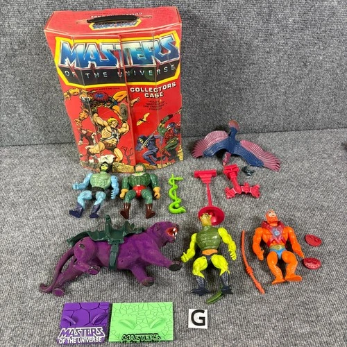 1980's MOTU Vintage Masters of the Universe He-Man Figure Toy Lot w/ Case