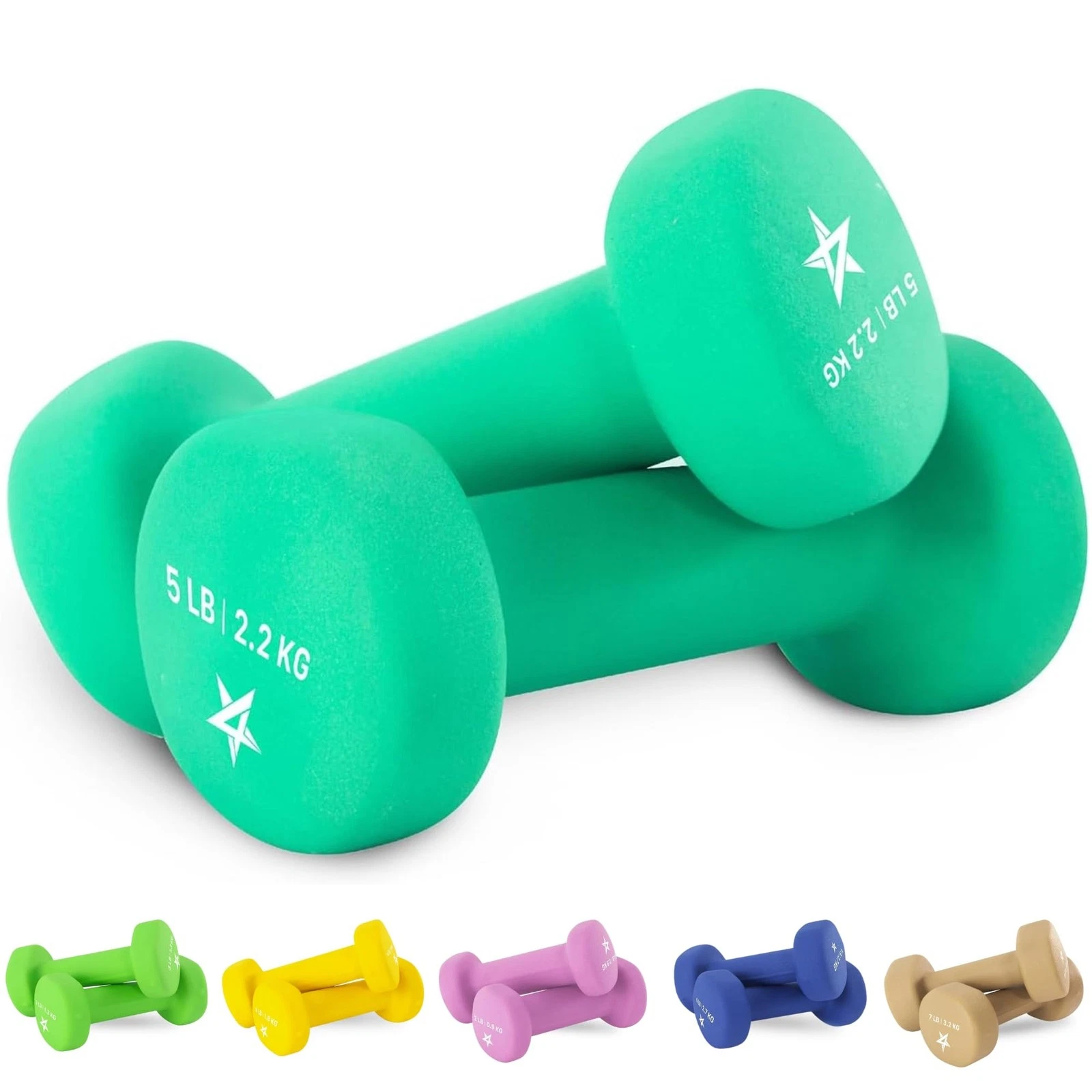 5 lbs Dumbbells Neoprene with Non Slip Grip – Great for Total Body Workout