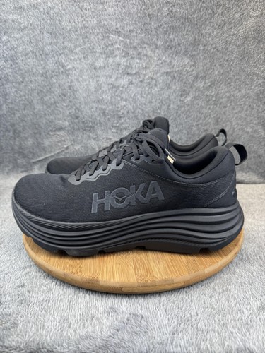 Scarpe Hoka One One Gaviota 5 uomo taglia 12 2E larghe nere sneakers da corsa comode - Foto 3 di 10