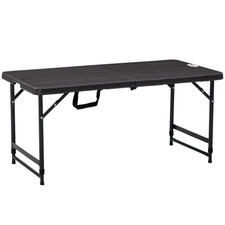 Image of Folding Table Adjustable 56-74cm HDPE Top Powder-Coated Steel Dark Grey 118x60cm
