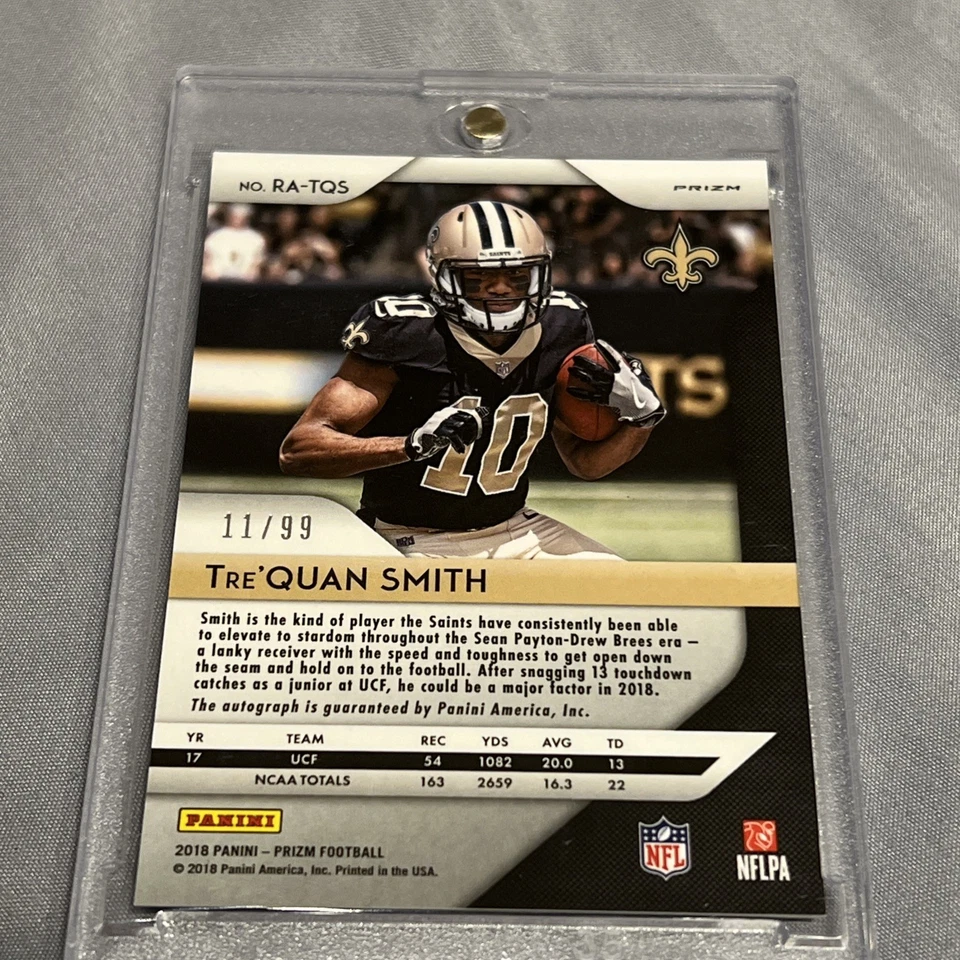 2018 Panini Prizm - Rookie Auto 11/99! Tre'Quan Smith Blue Scope #RA-TQS Saints - Image 3 of 3