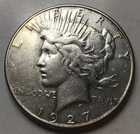1927-S Peace Silver Dollar $1, Choice XF+/AU. Tough in this Cond. STC! J104