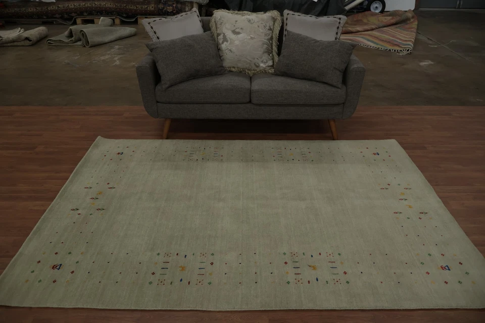 Alfombra de sala de estar hecha a mano 6x8 alfombra de lana oriental tribal Foto 4 de 4