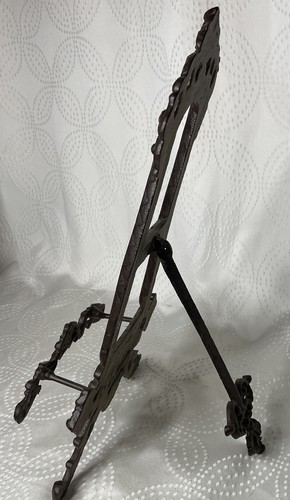 Cast Iron Easel Ornate Plate Picture Book Art Stand Display Vintage Large 17" - Photo 3/5