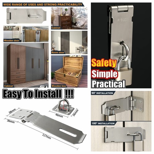 Hasp LockDoor Hinge Lock PadlockBlack Clasp Latch Hinges Lock for DoorsSUS 30... - Picture 5 of 6