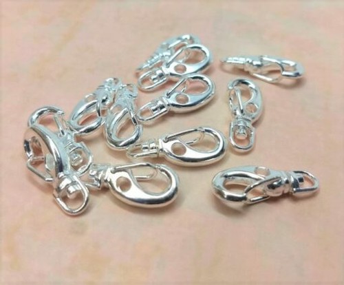 12 pcs. Silver Plated Lobster Clips Swivel Clasps for Key Ring – 22mm x 9mm - Picture 3 of 3