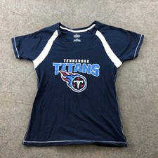 Tennessee Titans Shirt Womens Large Blue Short Sleeve V Neck NFL Football