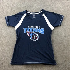 Tennessee Titans Shirt Womens Large Blue Short Sleeve V Neck NFL Football