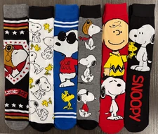 Brand New - One Size Fits Most - Peanuts - Snoopy - 6 Pair Crew Socks