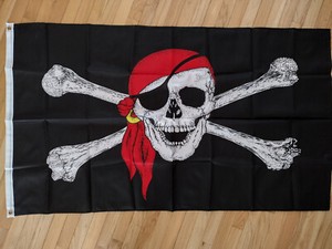3' x 5' Nylon Jolly Roger Skull and Crossbones Pirate Flag (Used)